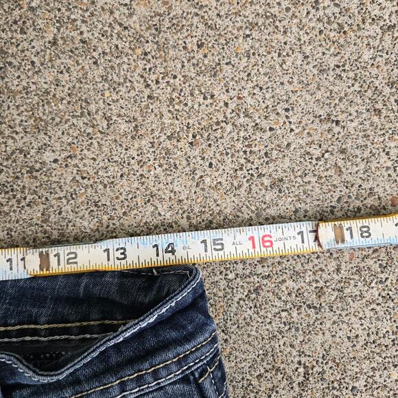 Vtg Y2k ANGELS X Pocket Dark Wash Cyber Grunge Slim Fit Denim Jeans Sz 11 - Picture 6 of 7